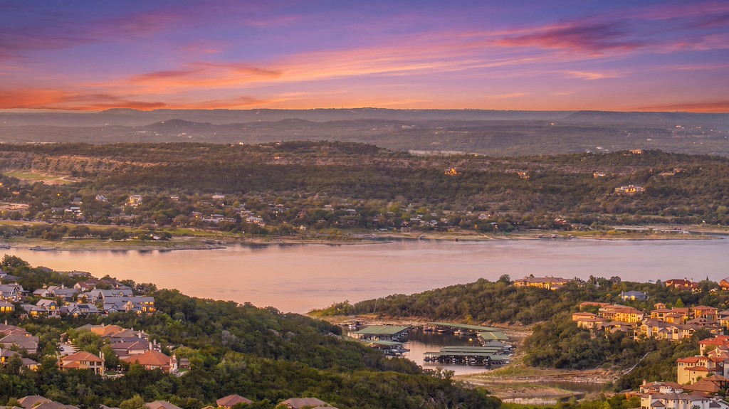 Twilight view of The Twenty Four community in Lakeway