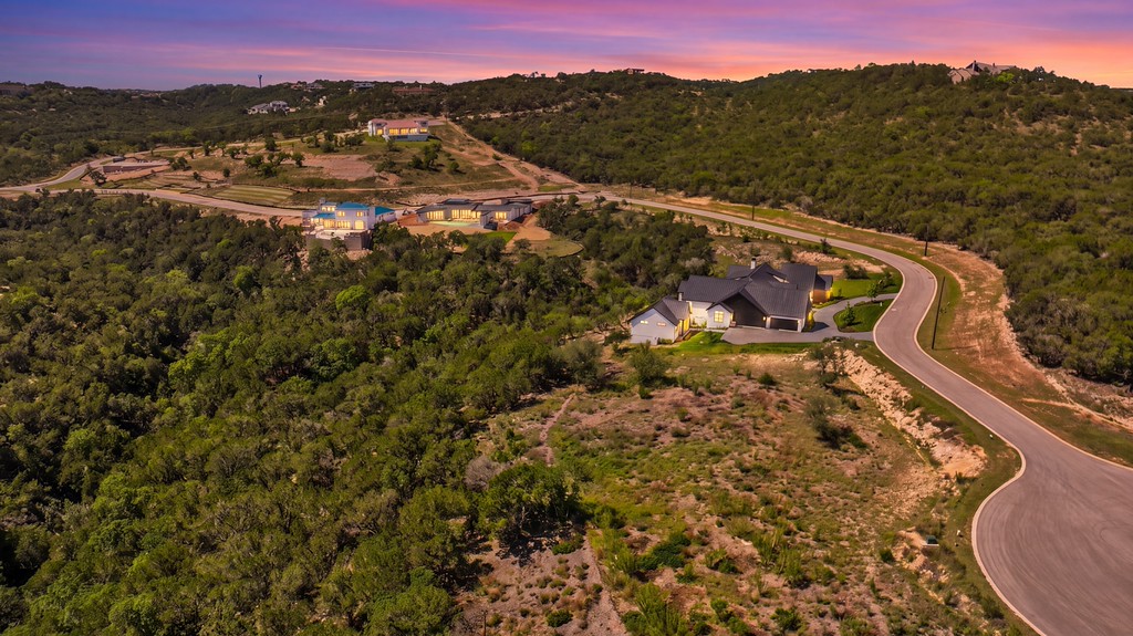 Twilight aerial view of The Twenty Four community